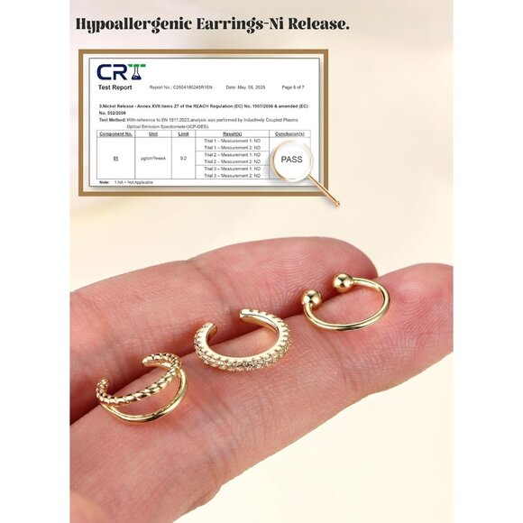 STYLE-A-GOLD Plated Non Pierced Adjustable Fake Ear Cuff Earrings for Women - Picture 2 of 6